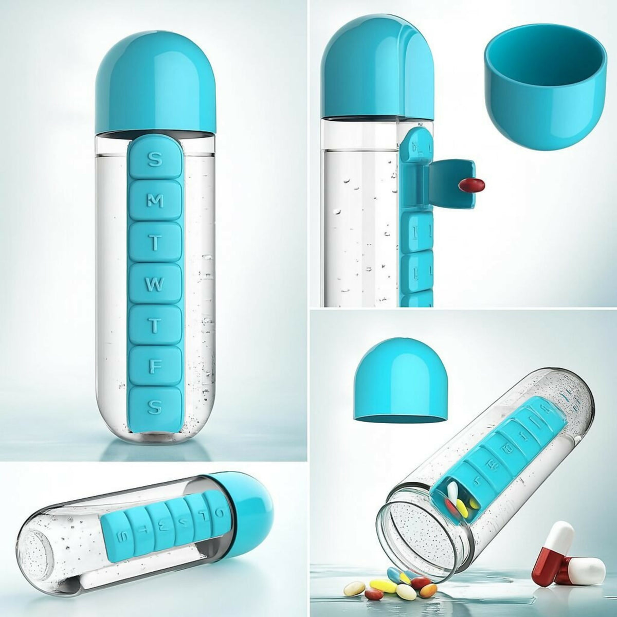 2-in-1 Medicine Organizer with Water Bottle