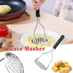 Stainless Steel Potato Masher – Manual Vegetable & Fruit Ricer Crusher Tool | Kitchen Cooking Gadget