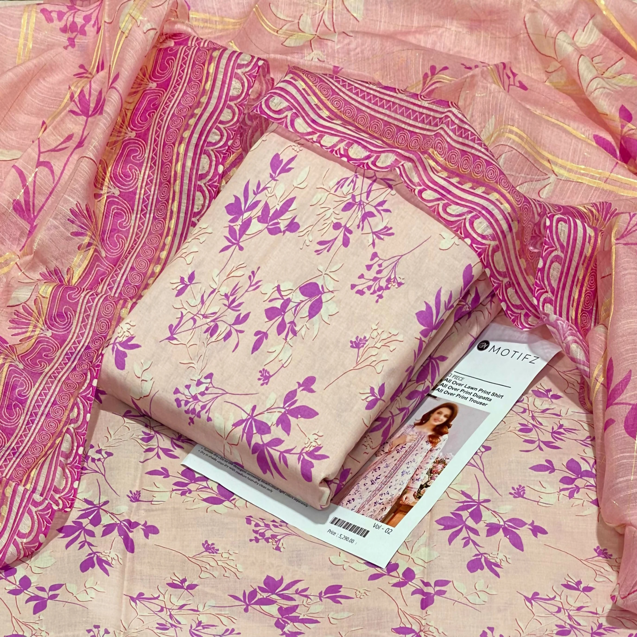 Unstitch Suit, 3 Piece, Digital Print Lawn Shirt & Trousers