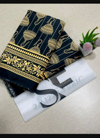 Women's Black Gold Embroidered Unstitched Suit 2.25m