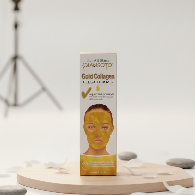 Qiansoto Gold Collagen Peel-Off Facial Mask, Anti-Aging & Skin Brightening Treatment