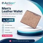 Leather Wallet with Card Holder, Money Clip & Coin Pocket for Men