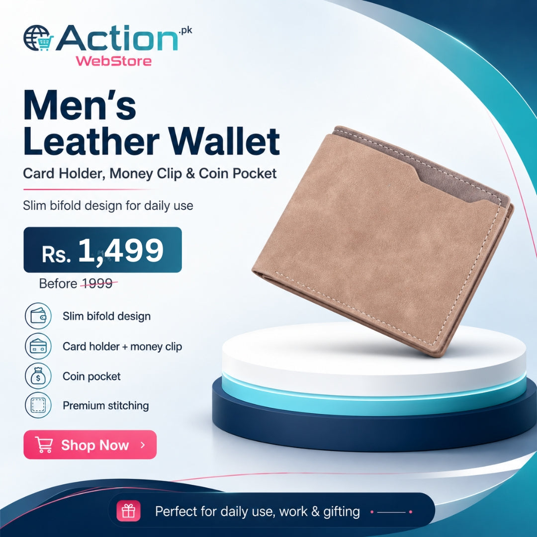 Leather Wallet with Card Holder, Money Clip & Coin Pocket for Men
