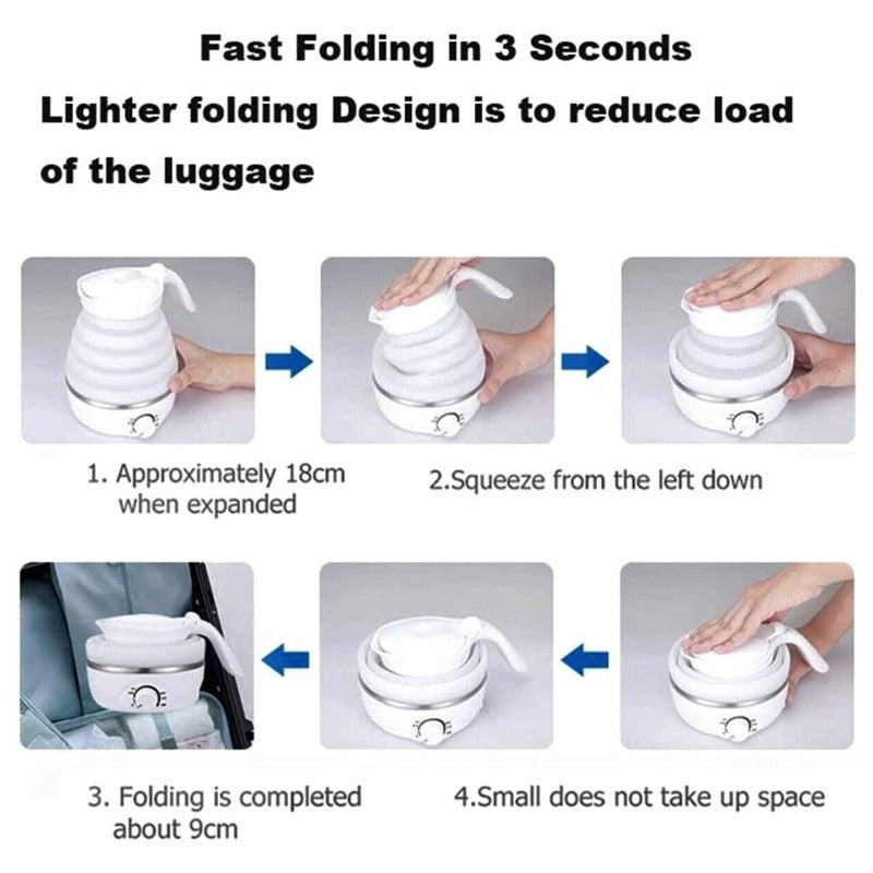 Kettle, Collapsible Electric, Dual Voltage Compact Travel