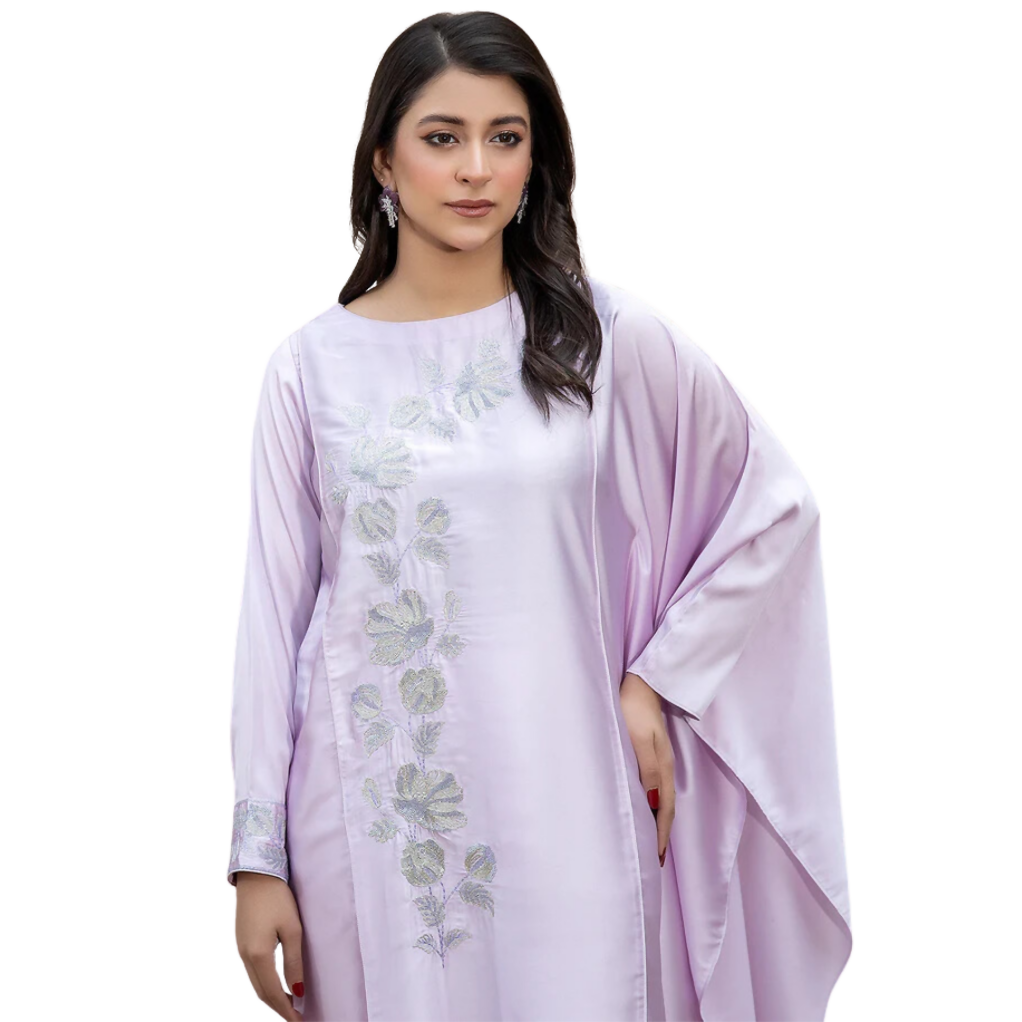 Stitched Suit, Lilac Silk with Sequin Embroidery, for Women