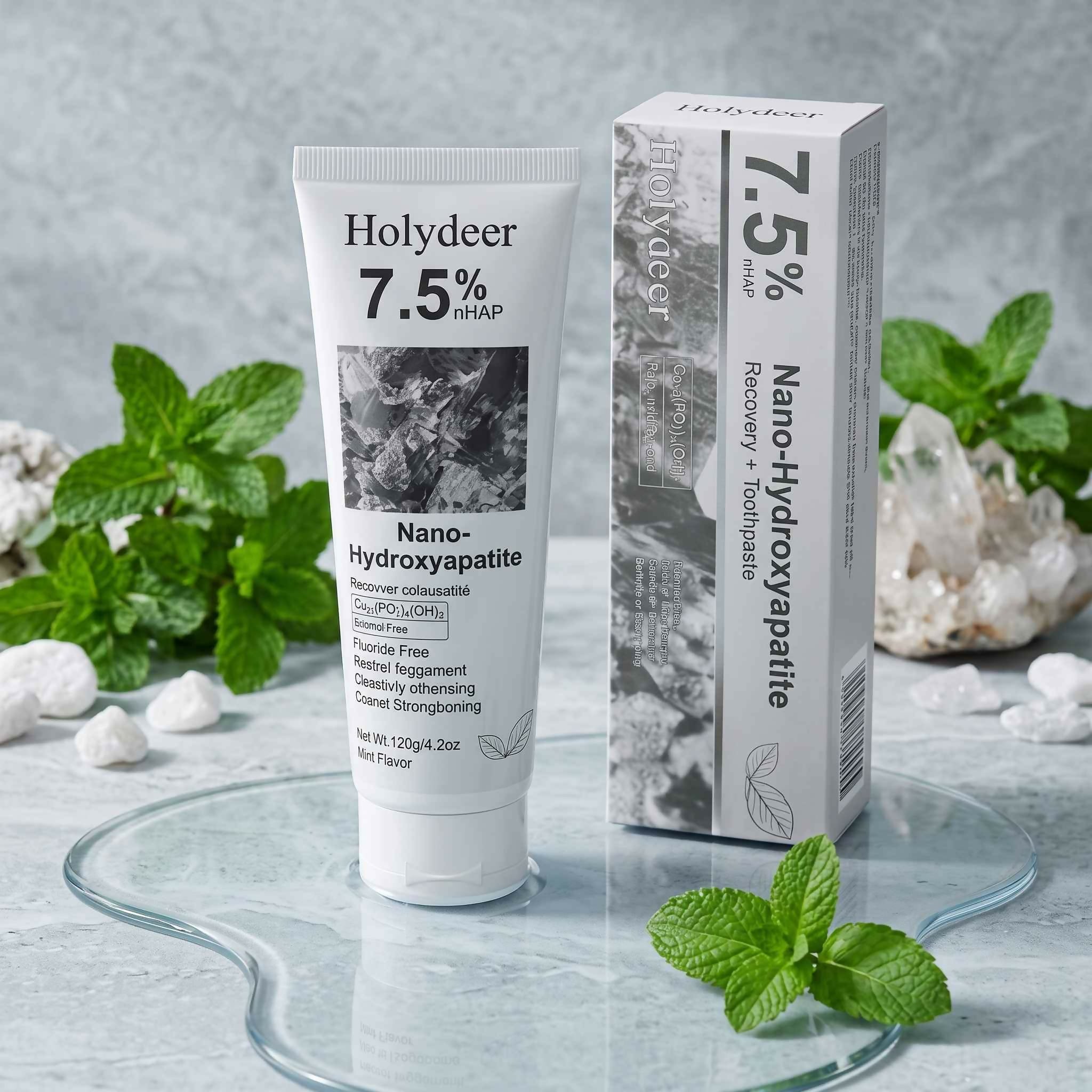 Holydeer 7.5% Nano-Hydroxyapatite Recovery Toothpaste – Fluoride-Free Mint - 120g