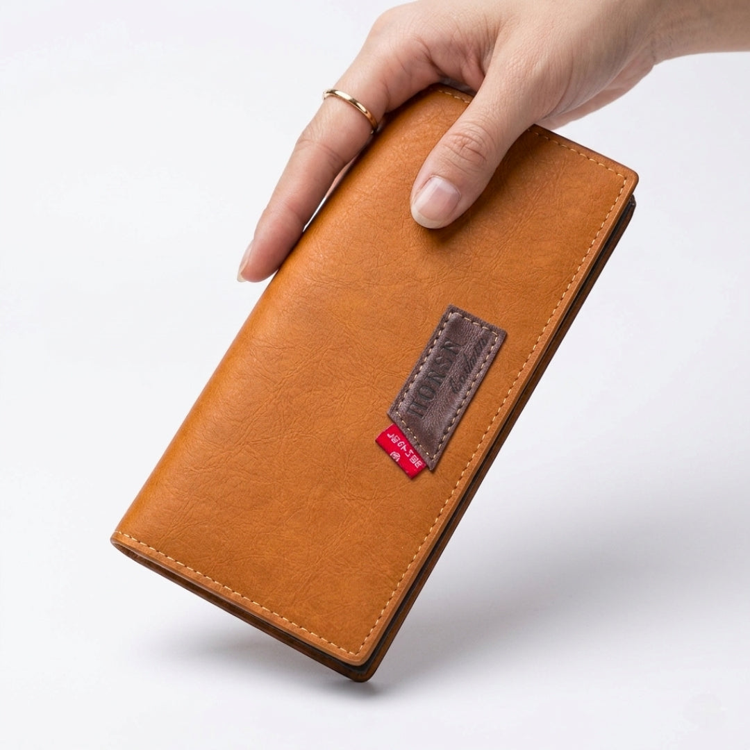 long wallet with two cash compartments