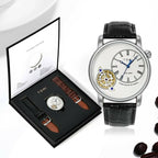 Men's watch Analog Leather wrist qatch_Elwgant Quartz watch with Double strap&3ATM waterproof (Random Color)