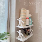 Multifunctional Self Adhesive Creative Character Shelves Bathroom Wall Mounted Shelf | Storage Rack for Bathroom, Kitchen & Room – 1 Pc (White)