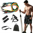 11 Pcs Resistance Bands Set with Door Anchor, Handles & Ankle Straps – Latex Pull Rope Workout Kit for Home & Gym