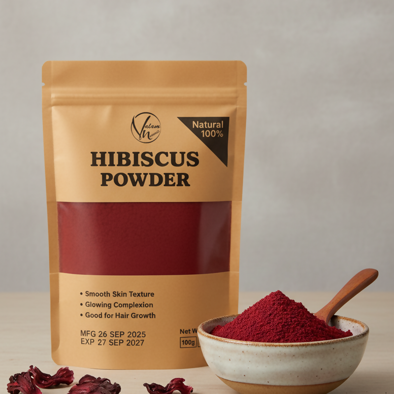 Hibiscus Flower Powder 100% Pure And Natural | Organic Herbal Powder For Skin Glow, Hair Growth, Detox And Anti-Aging Care (100g)