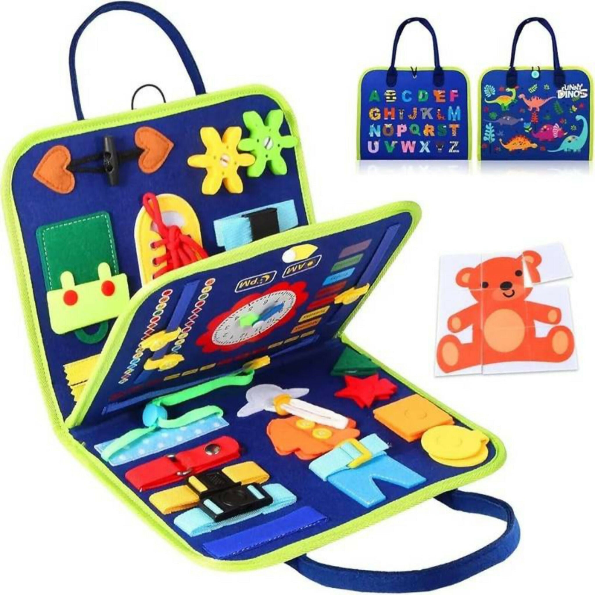 Reusable Montessori Busy Book for Toddlers | 4-Page Educational Activity Book with Stickers & Flashcards