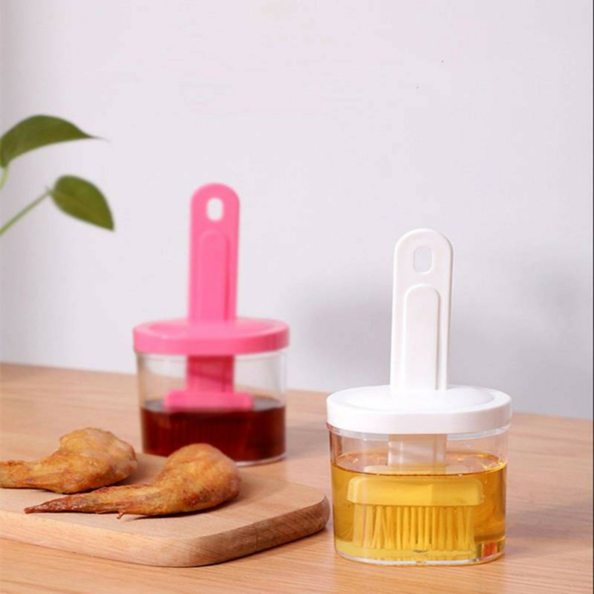 Oil Bottle with Silicone Brush – Cooking & Baking Oil Dispenser | Random Color