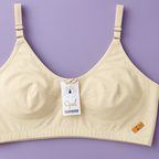 Jersey Soft Fabric Non-Padded Bra for Women – Plain Comfortable & Lightweight Everyday Wear Lingerie in Beige, Available Sizes 32 to 42