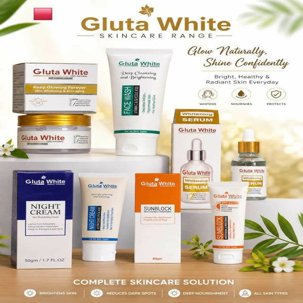 Gluta White 5-Piece Skincare Set – Complete Brightening & Glow Care Kit