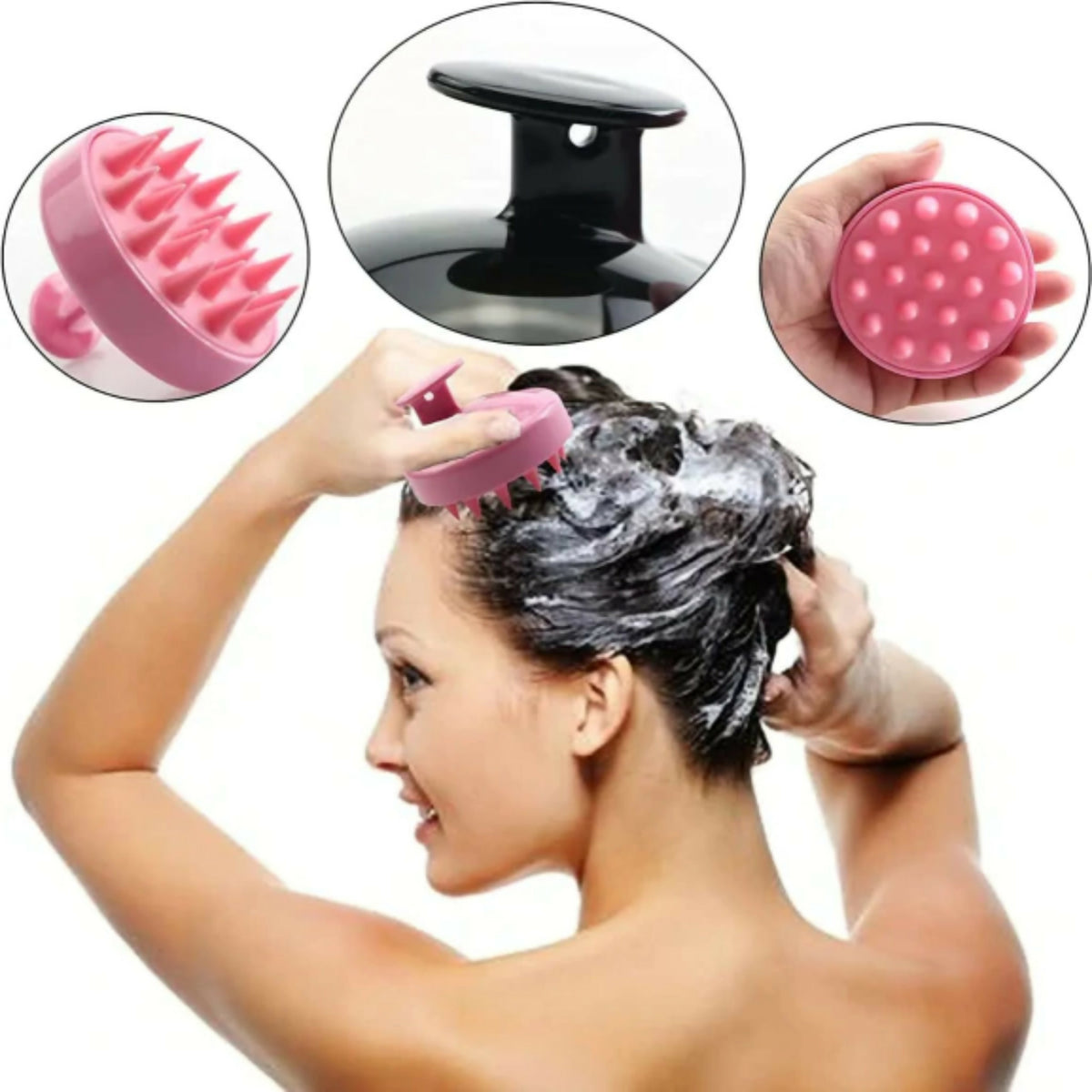 Scalp Shampoo Massager Brush with Soft Silicone Bristles | Hair & Scalp Scrubber | Random Color