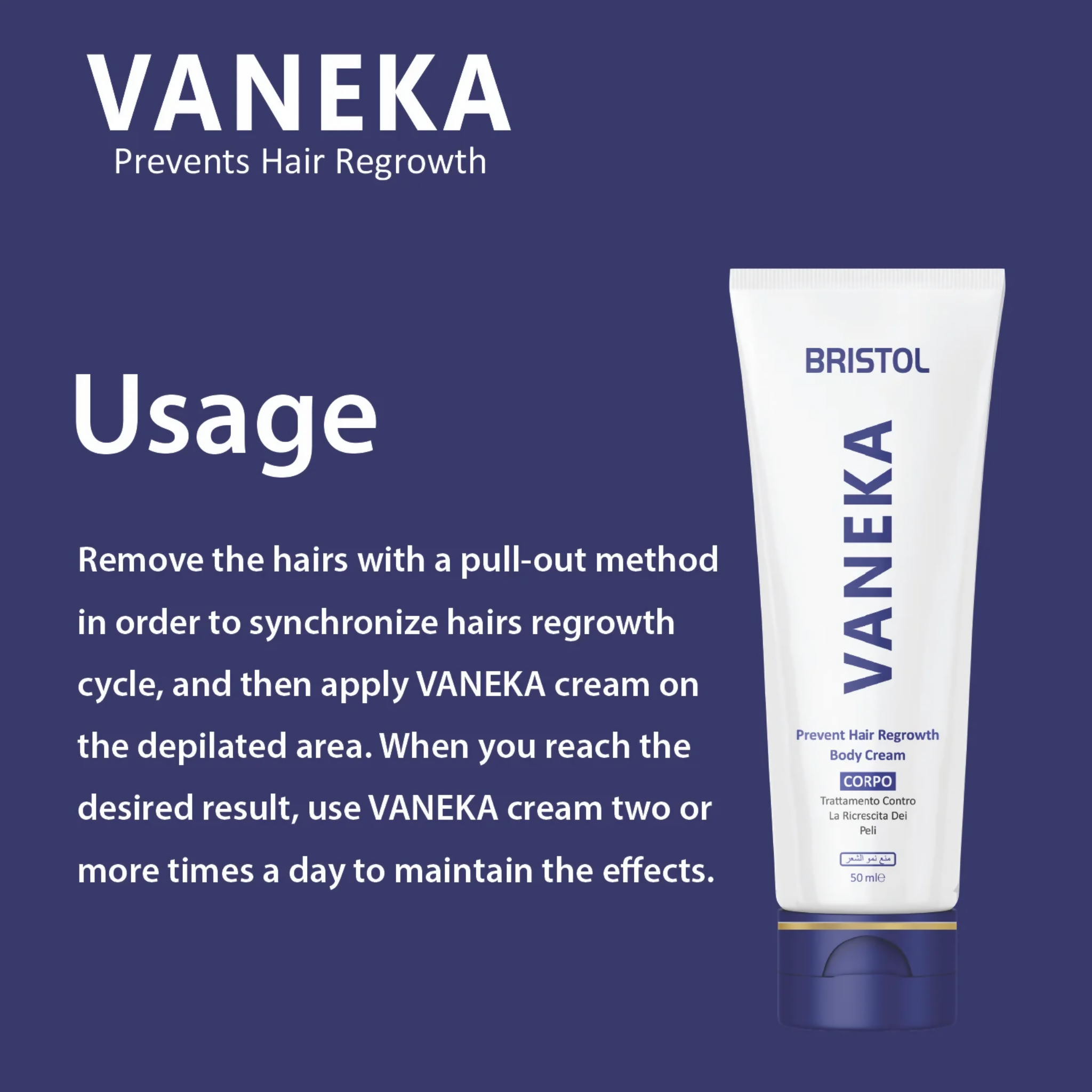 Cream, VANEKA Prevents Hair Regrowth & Smooth Silky Skin Solution