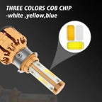M3 LED Motorbike Headlight Bulb with Cooling Fan – 55W 3-Color Flash (White/Yellow/High Beam) Waterproof Universal Fit