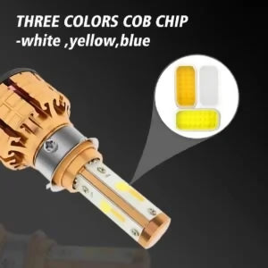 M3 LED Motorbike Headlight Bulb with Cooling Fan – 55W 3-Color Flash (White/Yellow/High Beam) Waterproof Universal Fit