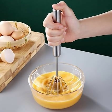 Hand Pressure Semi-Automatic Egg Beater Kitchen Accessories Tools Self Turning Cream Utensils Whisk Manual Mixer (30.5×6.5cm)