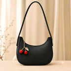 Cherry Charm Shoulder Purse Stylish Compact Durable Fashion Accessory Practical Choice For Daily Use Office College And Casual Outings - Black