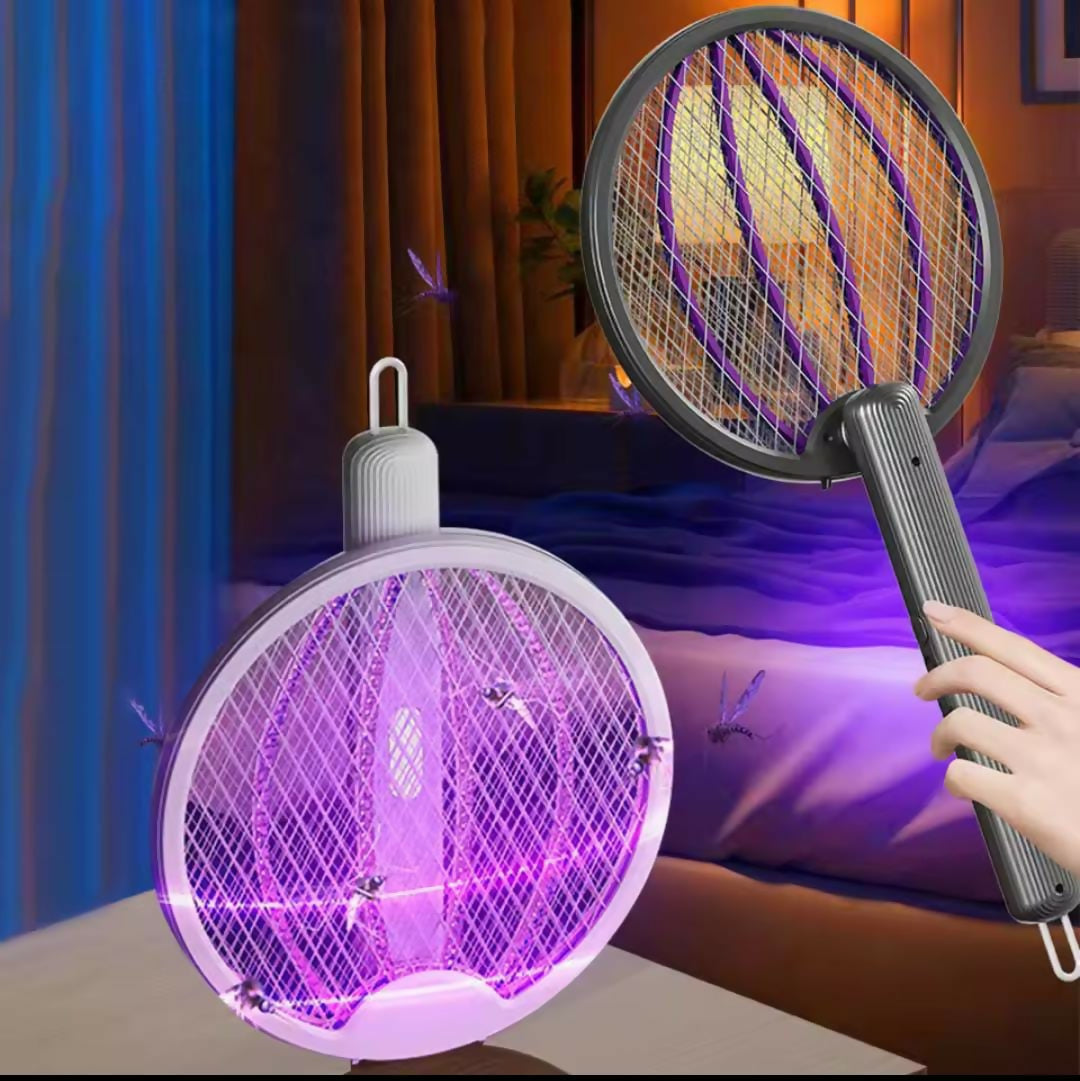 Foldable Mosquito Killer Trap | Electric Rechargeable Bug Zapper Racket For Indoor And Outdoor Mosquito And Insect Control (Random Color)