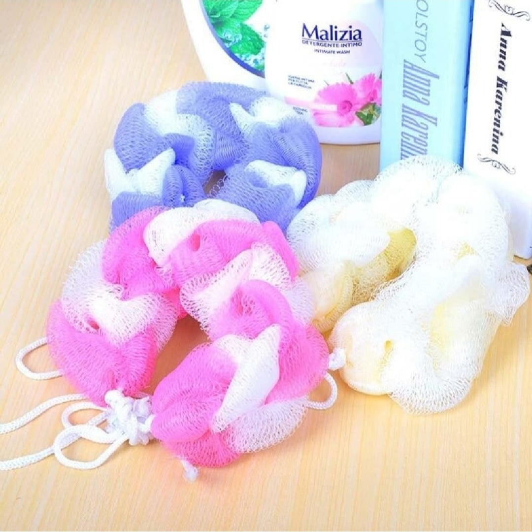 Two soft mesh shower sponges for comfortable everyday body cleansing.