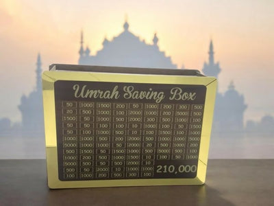 Wooden Umrah Saving Box: 280-Day Islamic Savings Plan Tracker | Halal Money Jar for Hajj & Pilgrimage | Unique Muslim Gift