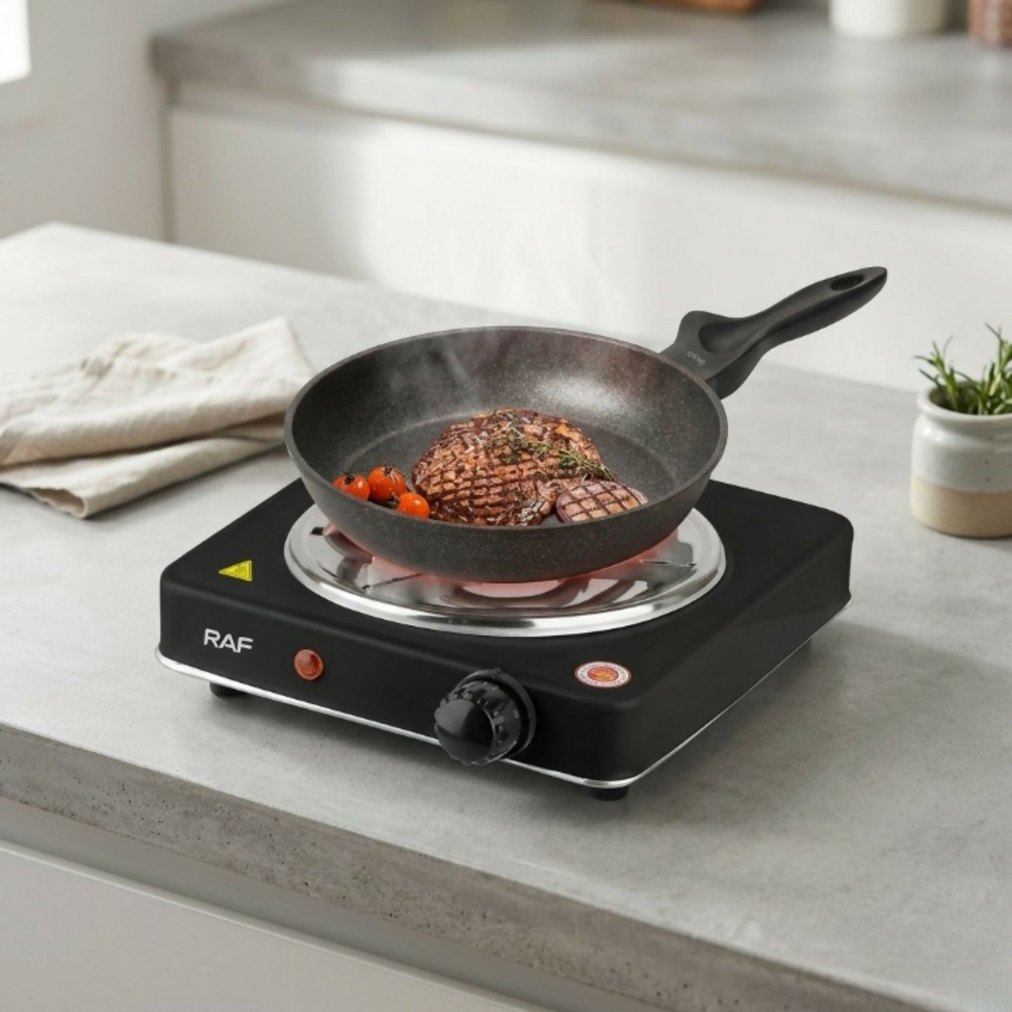 RAF 1000W Single Electric Stove – Portable Hot Plate Cooker with Adjustable Temperature & Overheat Protection