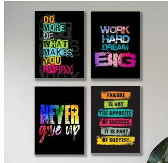 Set of 4 Motivational Wall Art Wooden Phototile Frames for Wall Decor