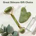Jade Roller Facial Massager | Manual | With Gua Sha Tool | Natural Skincare | Relax & Refresh