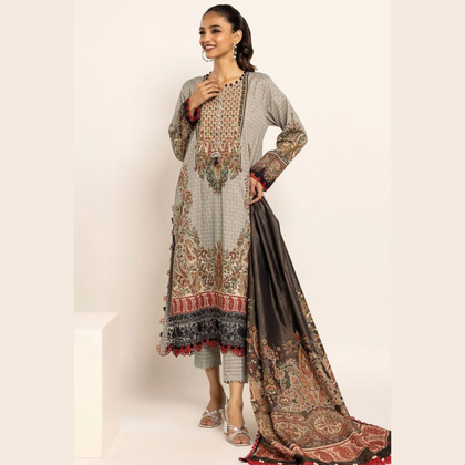 Unstitched Suit, Mirha Print Lawn Off White & Timeless Summer Elegance