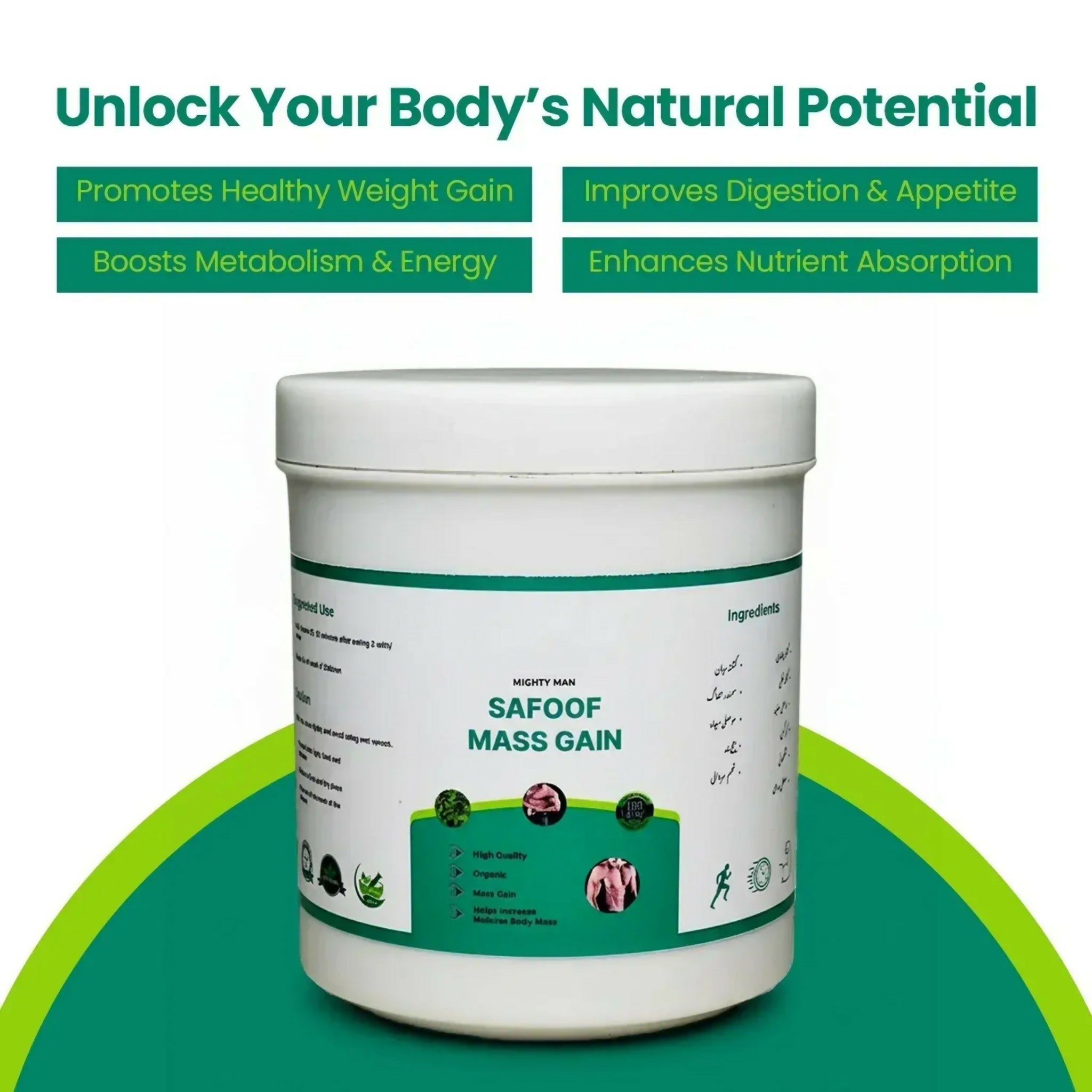 Safoof Mass Gain Herbal Weight Gain Powder | Natural Body Mass Support Formula