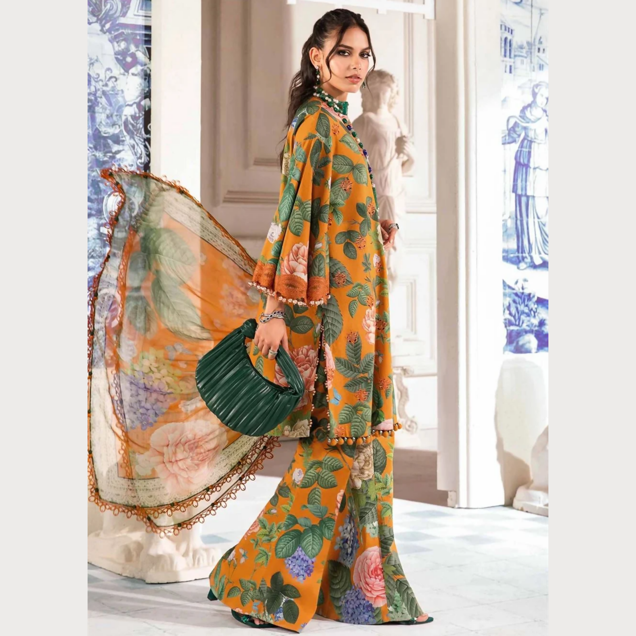 Unstitched Suit, Unique M.Prints on Pure Lawn, for Women