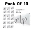 Transparent Self-Adhesive Wall Hooks Sticker – Strong Hold, No Drill, Damage-Free Hanging – Pack of 10
