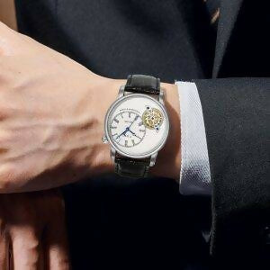 Men’s Watch Analog Leather Wrist Watch – Elegant Quartz Watch with Double Strap & 3ATM Waterproof ( Random Color )