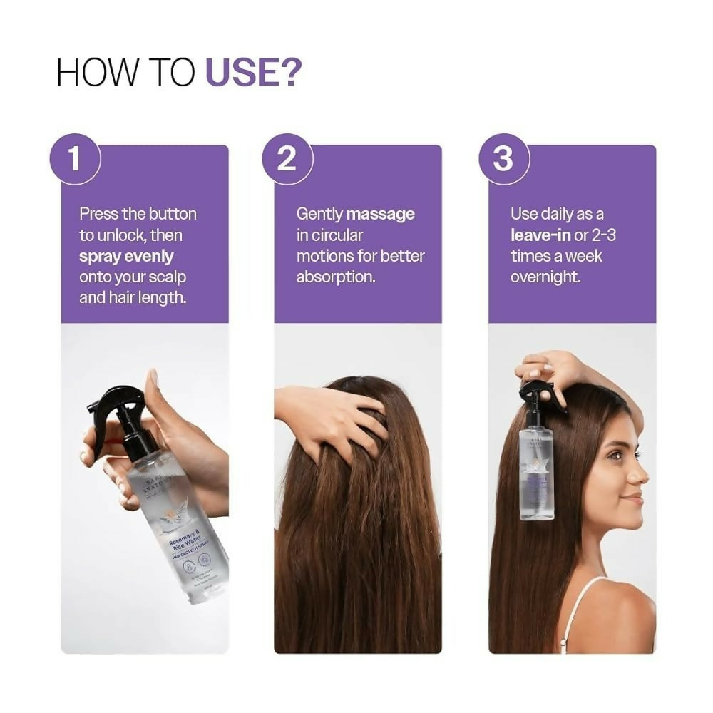 Bare Anatomy Rosemary & Rice Water Hair Growth Spray – 200ml | Strengthen & Thicken Hai