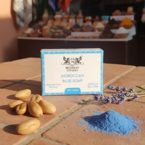 Midhat Apparel Moroccan Blue Soap with Argan Oil & Nila Zarka | 100% Original Imported from Morocco | Natural Skin Brightening