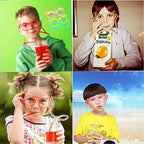 Funny Silly Straw Glasses for Kids and Adults – Creative Flexible Drinking Straw Eyeglasses Fun Party Accessory (Random Color)