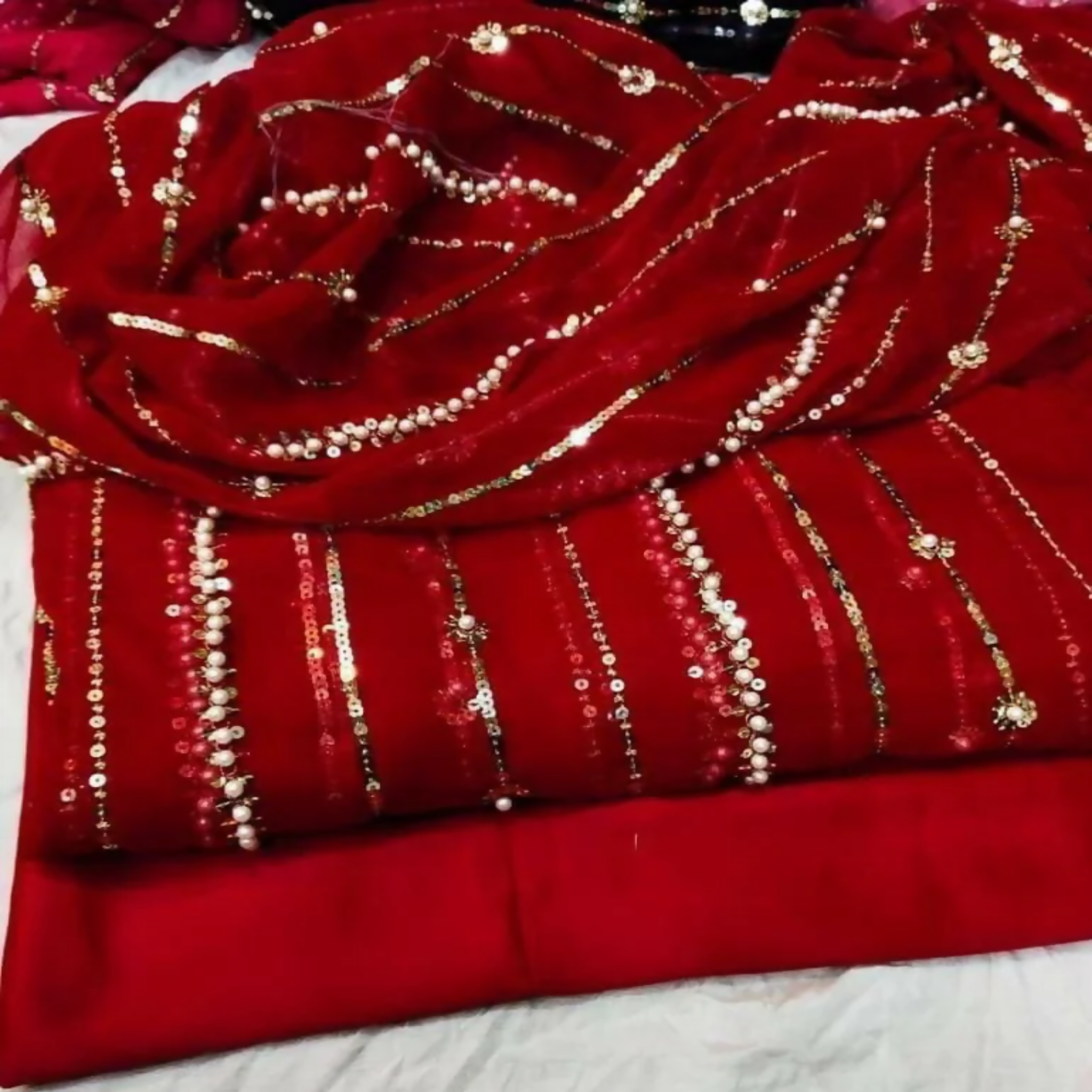 Chiffon Moti Collection, Embroidered Handwork Shirts & Dupattas