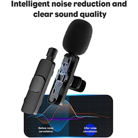 K9 Multi-Interface Wireless Collar Microphone Type-C & Lightning Omnidirectional Lavalier Mic Kit for Android, iPhone, and Content Creation