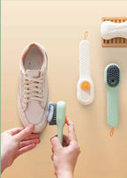 Multifunctional Shoe Brush with Liquid Box, Household Soft Fur Liquid Cleaning Shoe Brush, Long Handle Shoe Brush Press Type Automatic Liquid Shoe Brush