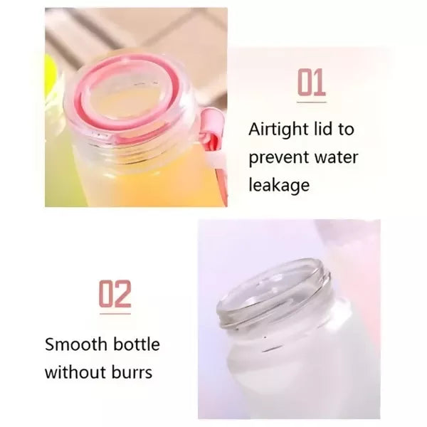Pink Frosted Glass Water Bottle | Leak-Proof Insulated Bottle with Hello Master Decal Logo | 400ml