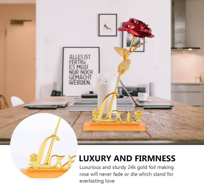24k Gold plated Rose ( with love Holder Box) Gift Ramazan Greeting mothers Day Gift flower Gold Dipped Rose
