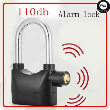 Heavy Duty Anti-Theft Alarm Lock with Built-in Security Siren | Smart Stainless Steel Padlock | Weatherproof Outdoor Lock for Bike, Motorcycle, Gate & Door | Universal Security Lock with Motion Detection, 110dB Loud Siren & 3 Keys