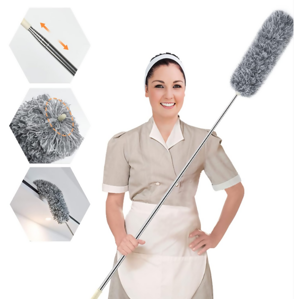 Grey Flexible Microfiber Duster – Bendable Long Reach Cleaning Brush for Home & Office