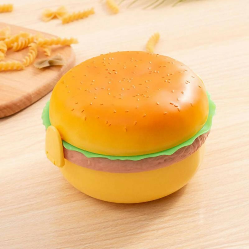 Lunch Box For Kids Burger Hamburger Shaped Multi Layer 6×3.5 Inches Multicolor Portable Food Container