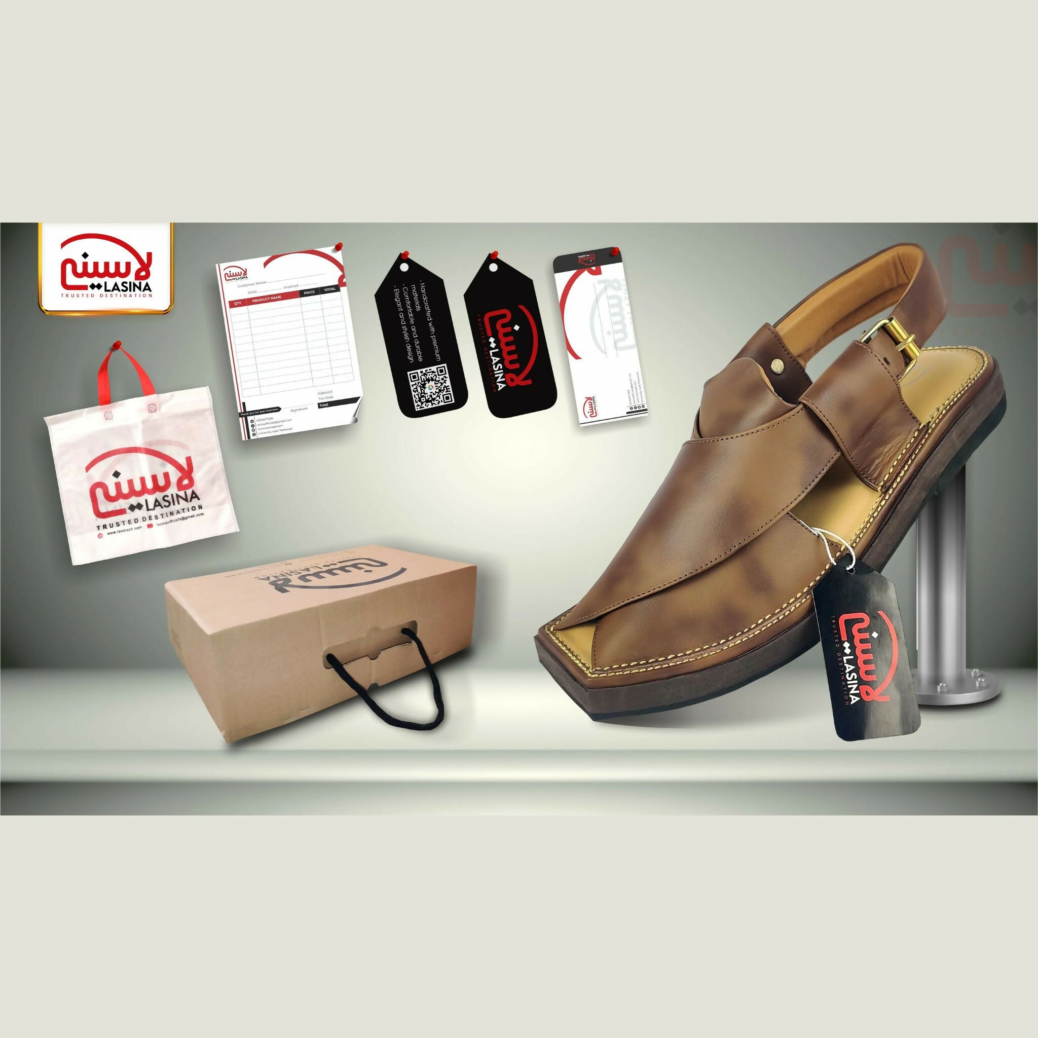 LASINA Kaptaan Brown Shaded Chappal
