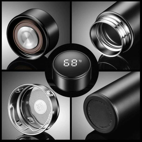 Temperature Display Vacuum Insulated Water Bottle Thermo Flask Made of Premium Stainless Steel Coffee Cup (Random Color)
