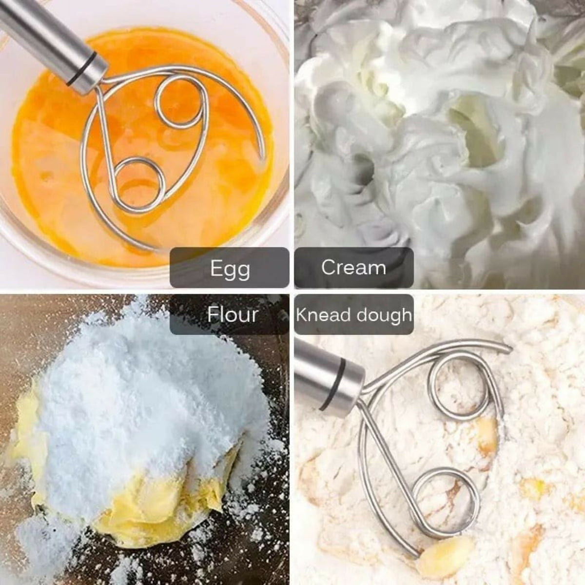 Manual Non Stick Steel Flour Cream Mixer Beater